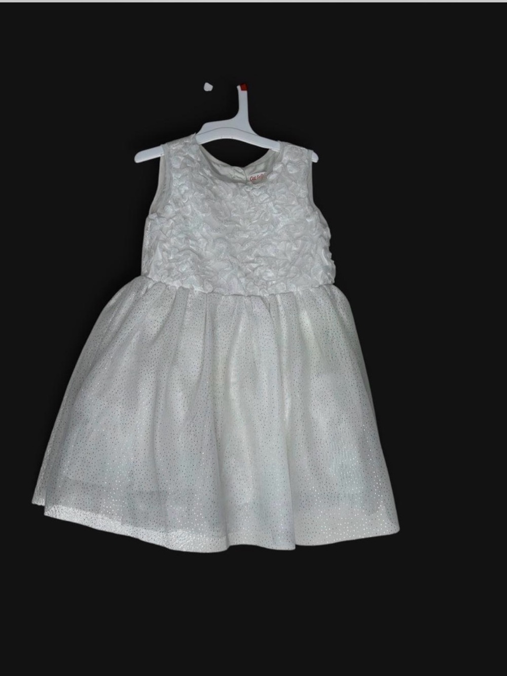 White Sleeveless Floral Bodice Party Dress for Girls